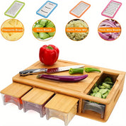 Cutting Board With Storage Trays | Kitchen Prep Station-Cutting Board-Homefinn