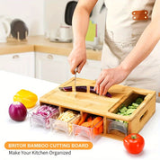 Cutting Board With Storage Trays | Kitchen Prep Station-Cutting Board-Homefinn