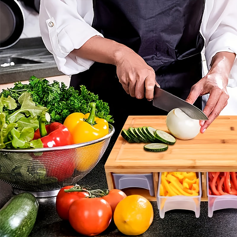 Cutting Board With Storage Trays | Kitchen Prep Station-Cutting Board-Homefinn