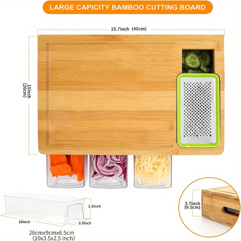 Cutting Board With Storage Trays | Kitchen Prep Station-Cutting Board-Homefinn