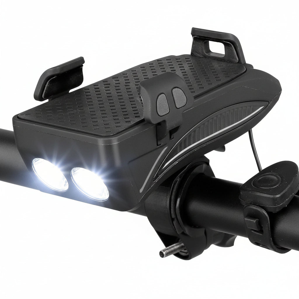 Bicycle Headlight With Phone Holder | Dual LED Handlebar Mount Cycling Light-Bike Light-Homefinn
