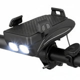 Bicycle Headlight With Phone Holder | Dual LED Handlebar Mount Cycling Light