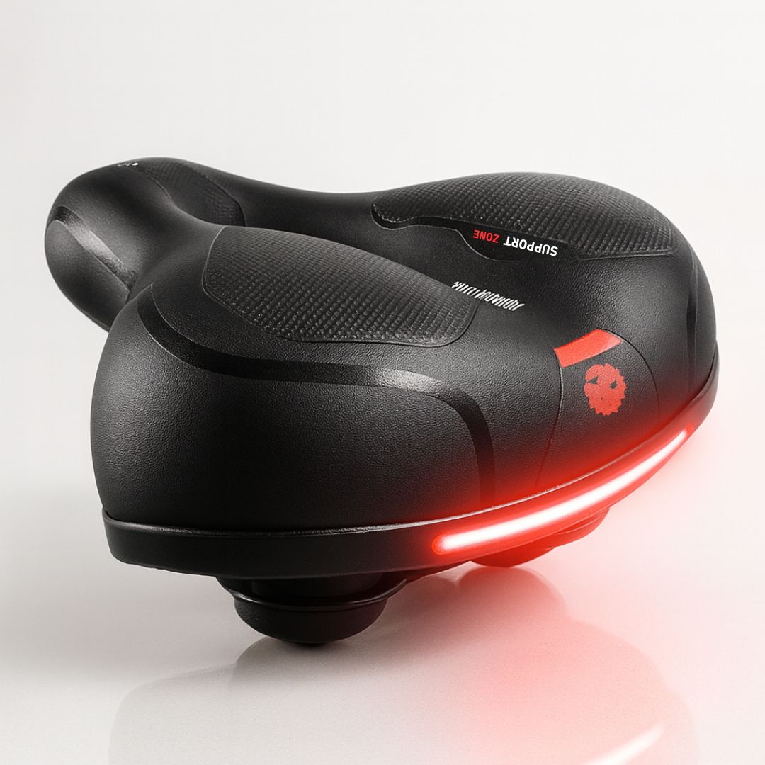 Bicycle Saddle With Rear Light | Contoured Seat Integrated Illumination Cycling Accessory-Bike Saddle-Homefinn