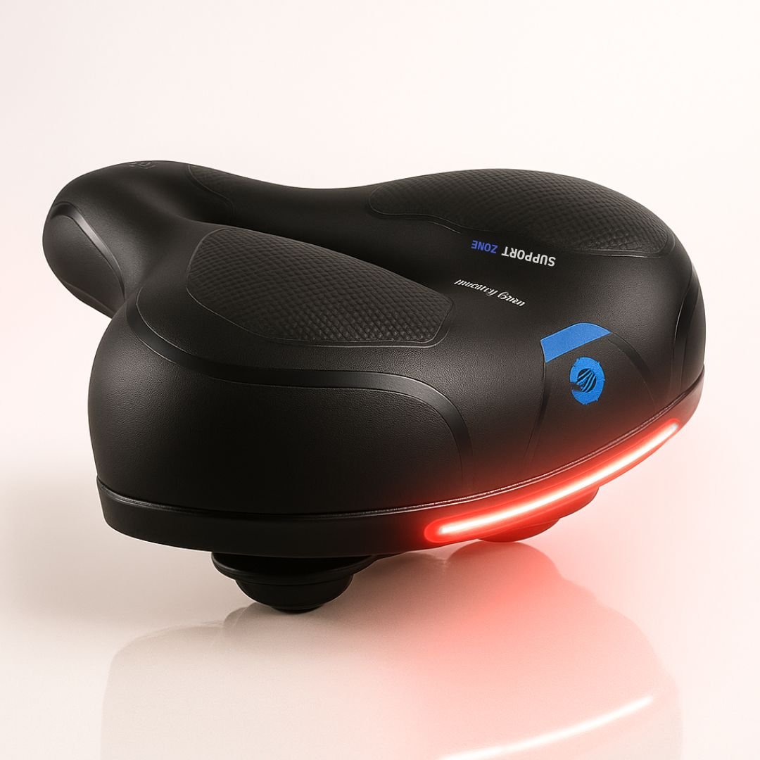 Bicycle Saddle With Rear Light | Contoured Seat Integrated Illumination Cycling Accessory-Bike Saddle-Homefinn