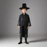 Boy's And Men's Traditional Costume Set | Long Robe Wide Brim Hat Performance Outfit