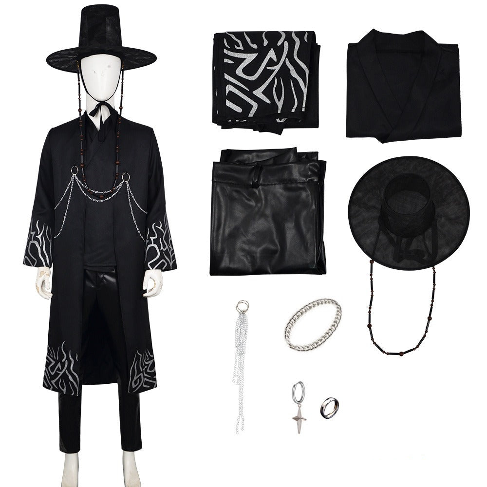Boy's And Men's Traditional Costume Set | Long Robe Wide Brim Hat Performance Outfit-Costume Set-Homefinn