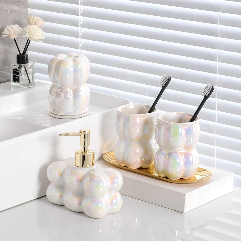 Bubble Style Bathroom Accessories | Countertop Storage Bathroom Use-Bathroom Accessory Set-Homefinn