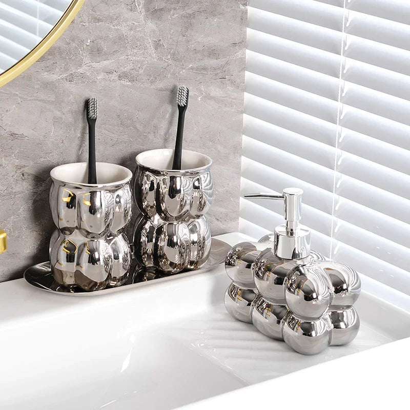 Bubble Style Bathroom Accessories | Countertop Storage Bathroom Use-Bathroom Accessory Set-Homefinn