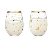 Celestial Star Glass Tumbler | Gold Rim Beverage Cup Daily Use-Glass-Homefinn