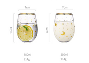 Celestial Star Glass Tumbler | Gold Rim Beverage Cup Daily Use-Glass-Homefinn