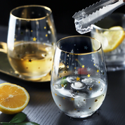 Celestial Star Glass Tumbler | Gold Rim Beverage Cup Daily Use-Glass-Homefinn