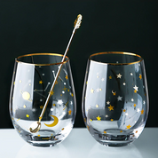 Celestial Star Glass Tumbler | Gold Rim Beverage Cup Daily Use-Glass-Homefinn