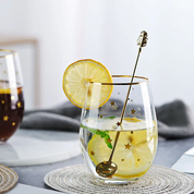 Celestial Star Glass Tumbler | Gold Rim Beverage Cup Daily Use-Glass-Homefinn