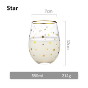Celestial Star Glass Tumbler | Gold Rim Beverage Cup Daily Use-Glass-Homefinn