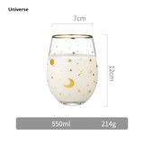 Celestial Star Glass Tumbler | Gold Rim Beverage Cup Daily Use