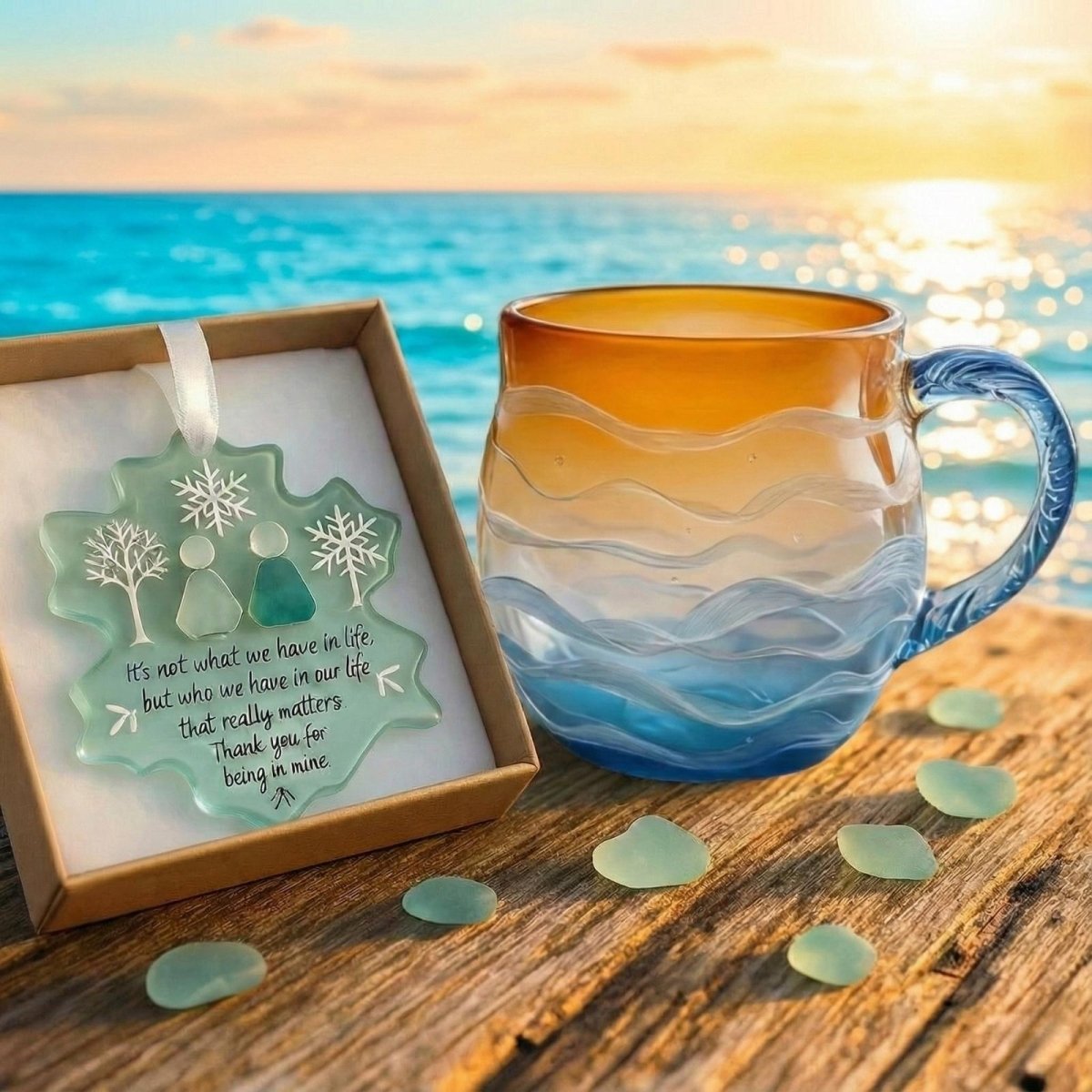 Coastal Wave Coffee Mug | Curved Surface Integrated Handle Beverage Use-Mug-Homefinn