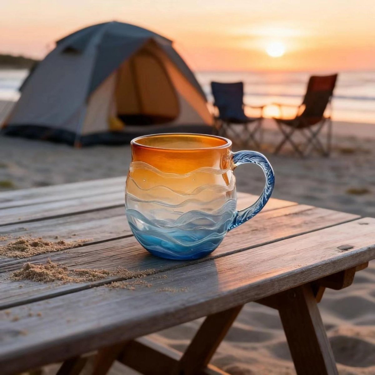 Coastal Wave Coffee Mug | Curved Surface Integrated Handle Beverage Use-Mug-Homefinn