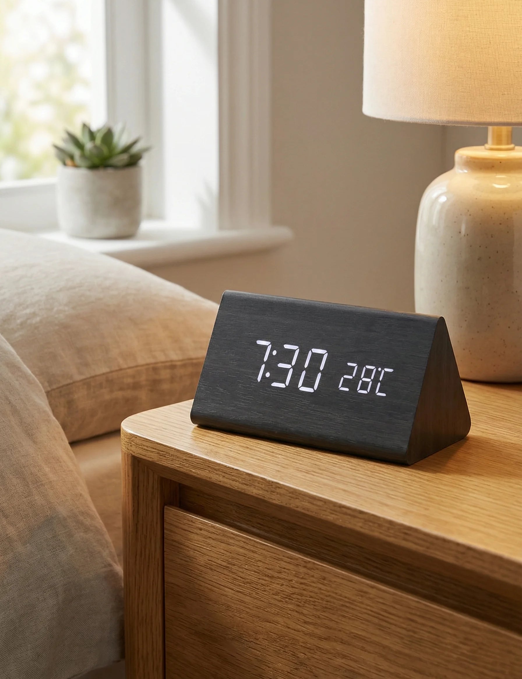 Desk Clocks | Digital Alarm Clock Wooden Style-Clock-Homefinn