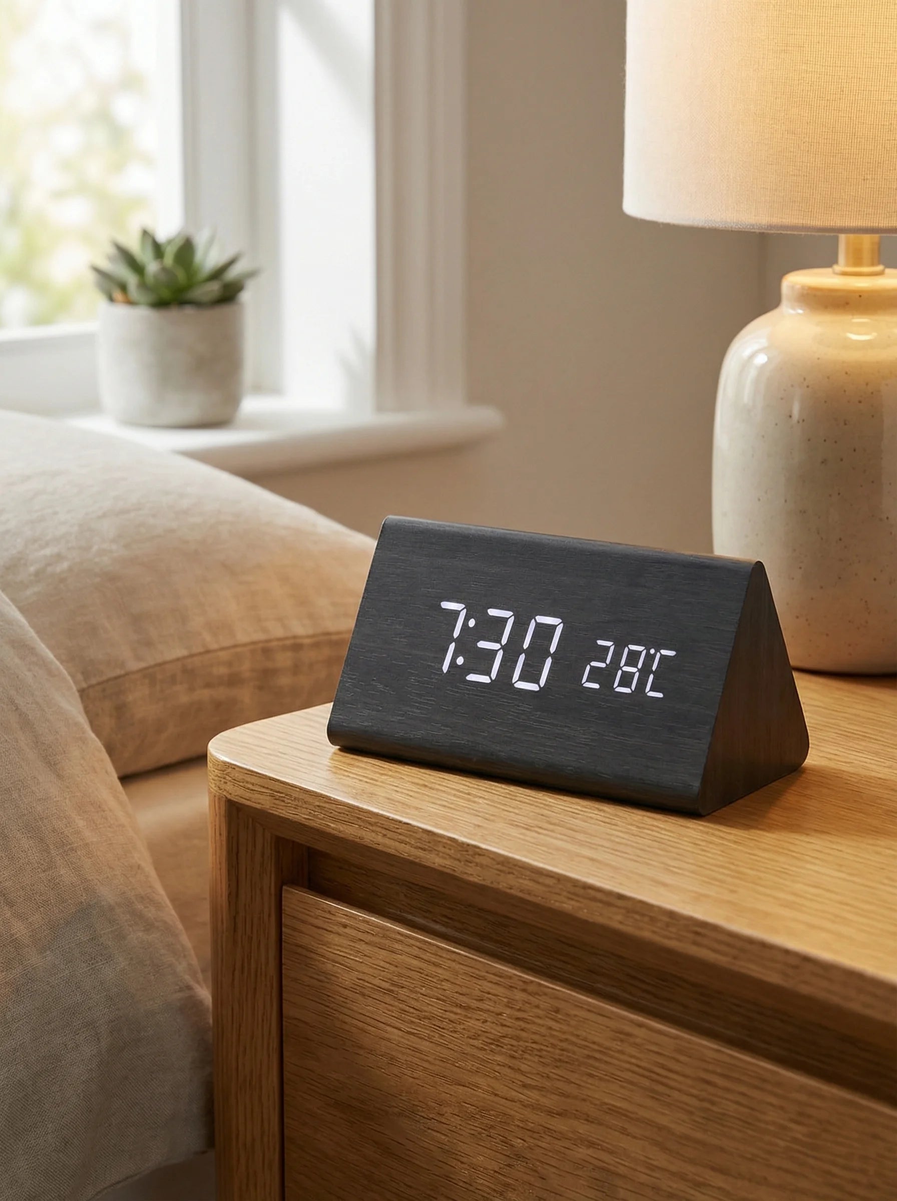 Desk Clocks | Digital Alarm Clock Wooden Style-Clock-Homefinn