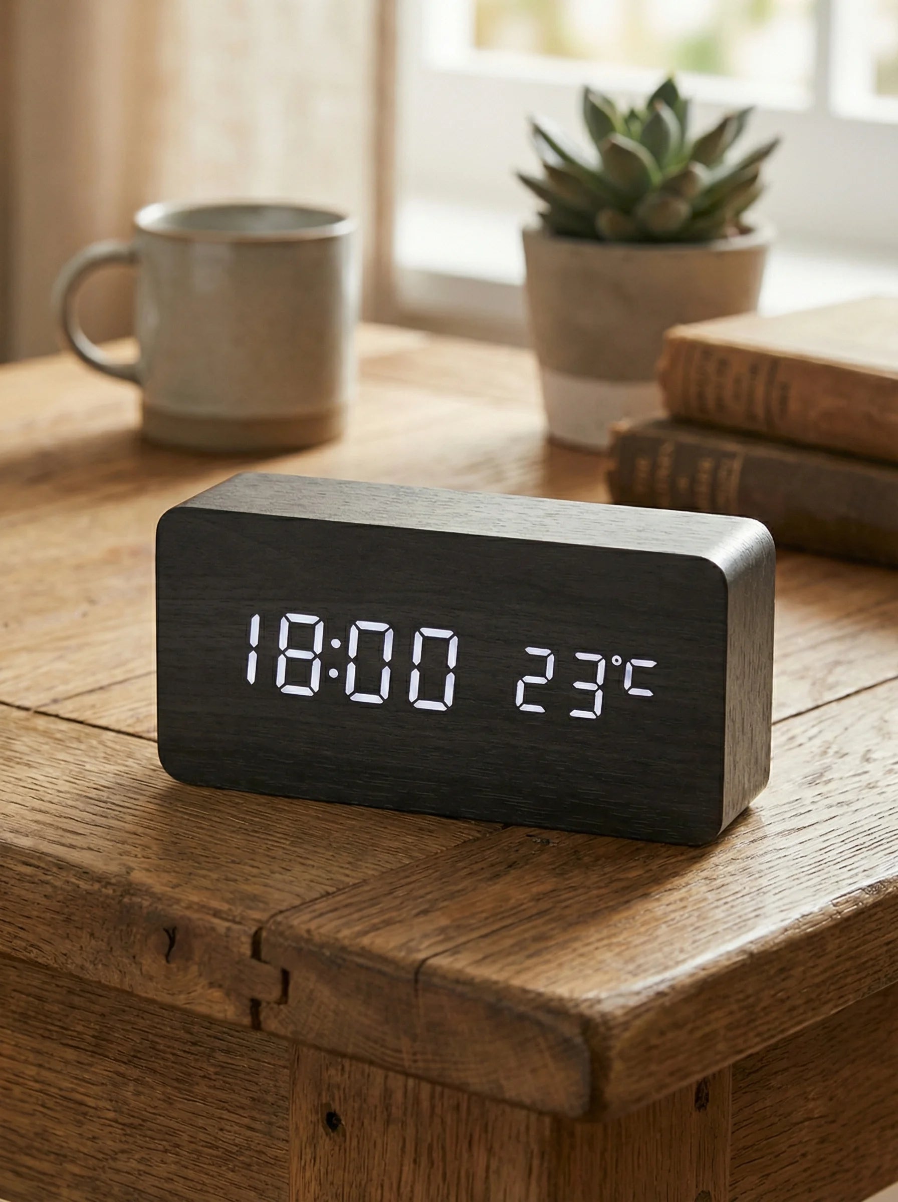 Desk Clocks | Digital Alarm Clock Wooden Style-Clock-Homefinn