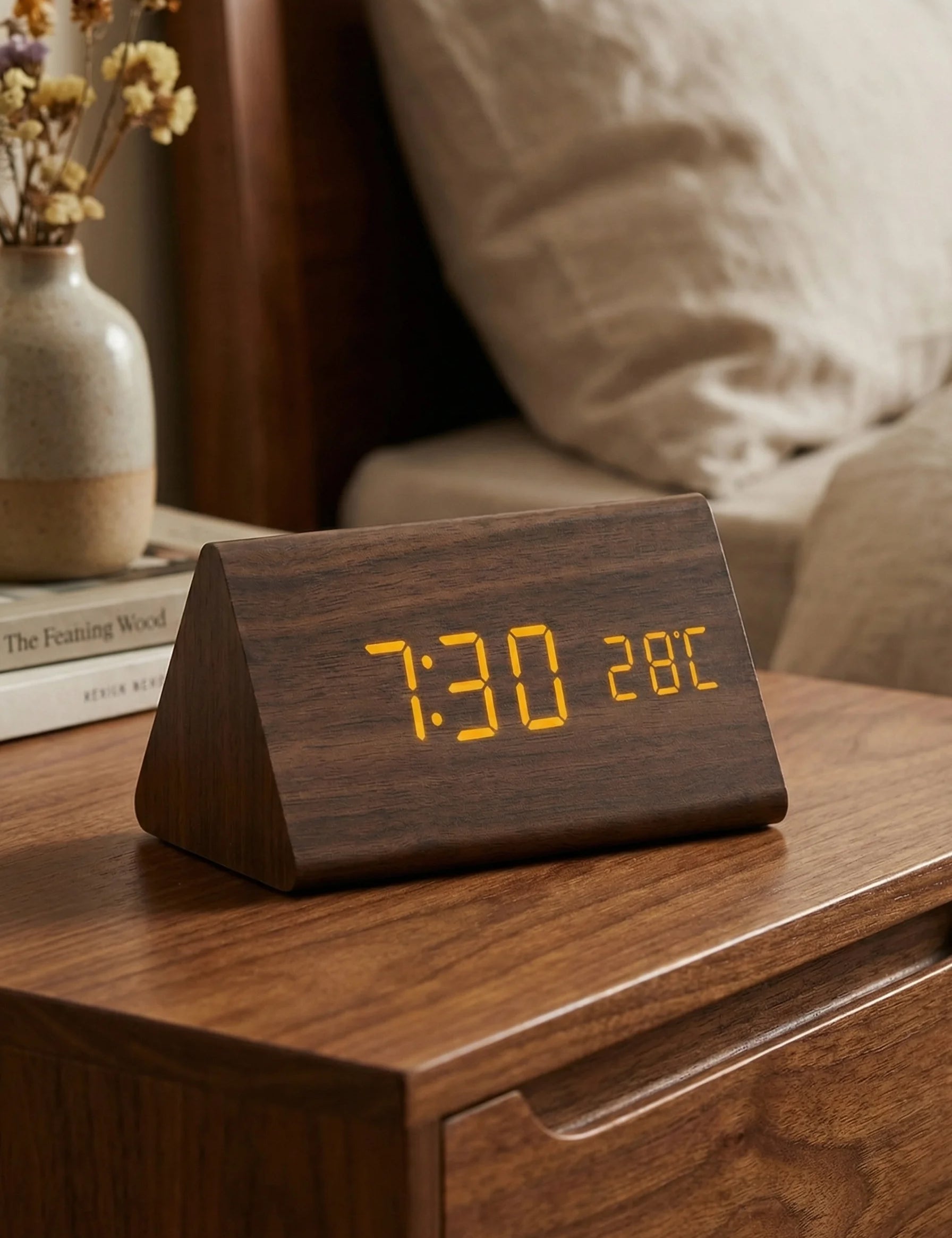 Desk Clocks | Digital Alarm Clock Wooden Style-Clock-Homefinn