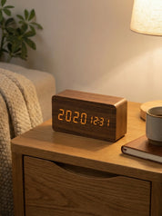 Desk Clocks | Digital Alarm Clock Wooden Style-Clock-Homefinn
