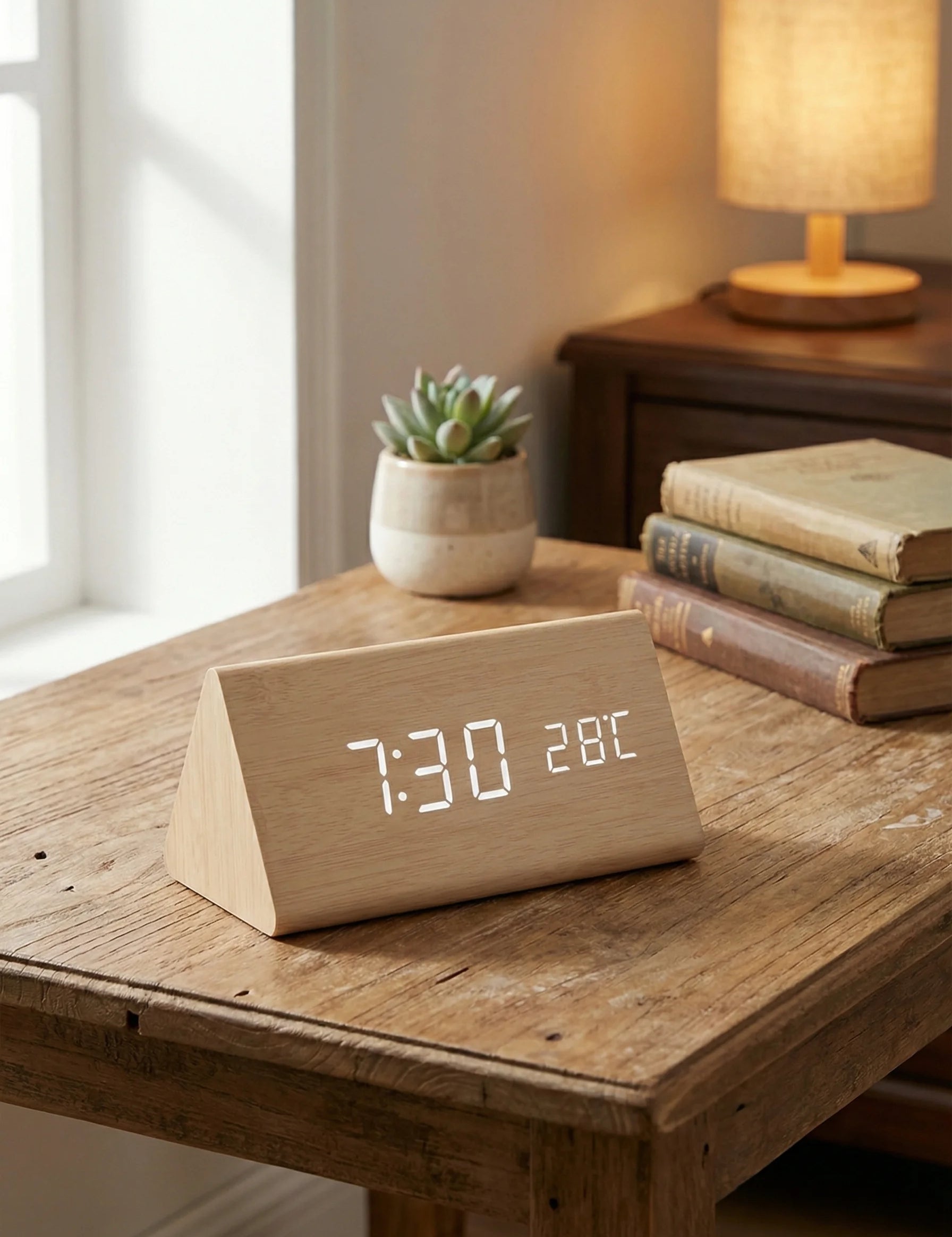 Desk Clocks | Digital Alarm Clock Wooden Style-Clock-Homefinn