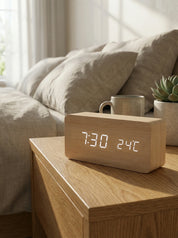 Desk Clocks | Digital Alarm Clock Wooden Style-Clock-Homefinn
