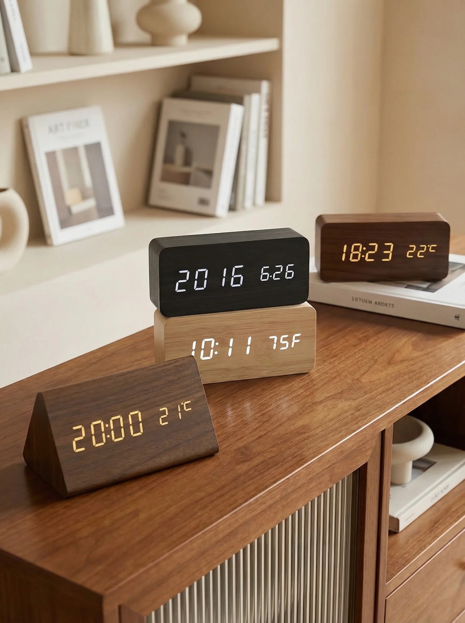 Desk Clocks | Digital Alarm Clock Wooden Style-Clock-Homefinn