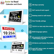 Digital Calendar Clock | Large Display Reminder Clock-Clock-Homefinn