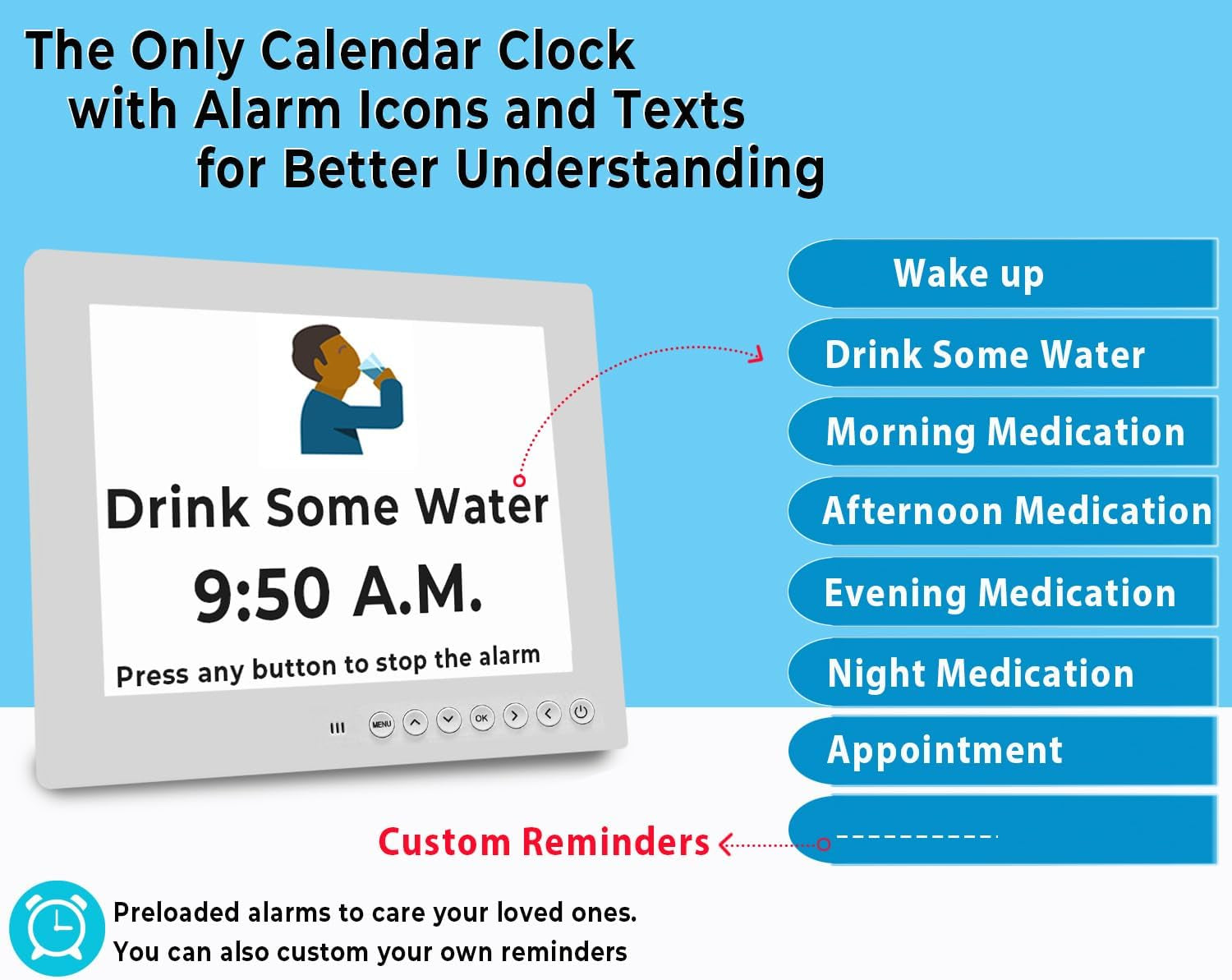 Digital Calendar Clock | Large Display Reminder Clock-Clock-Homefinn