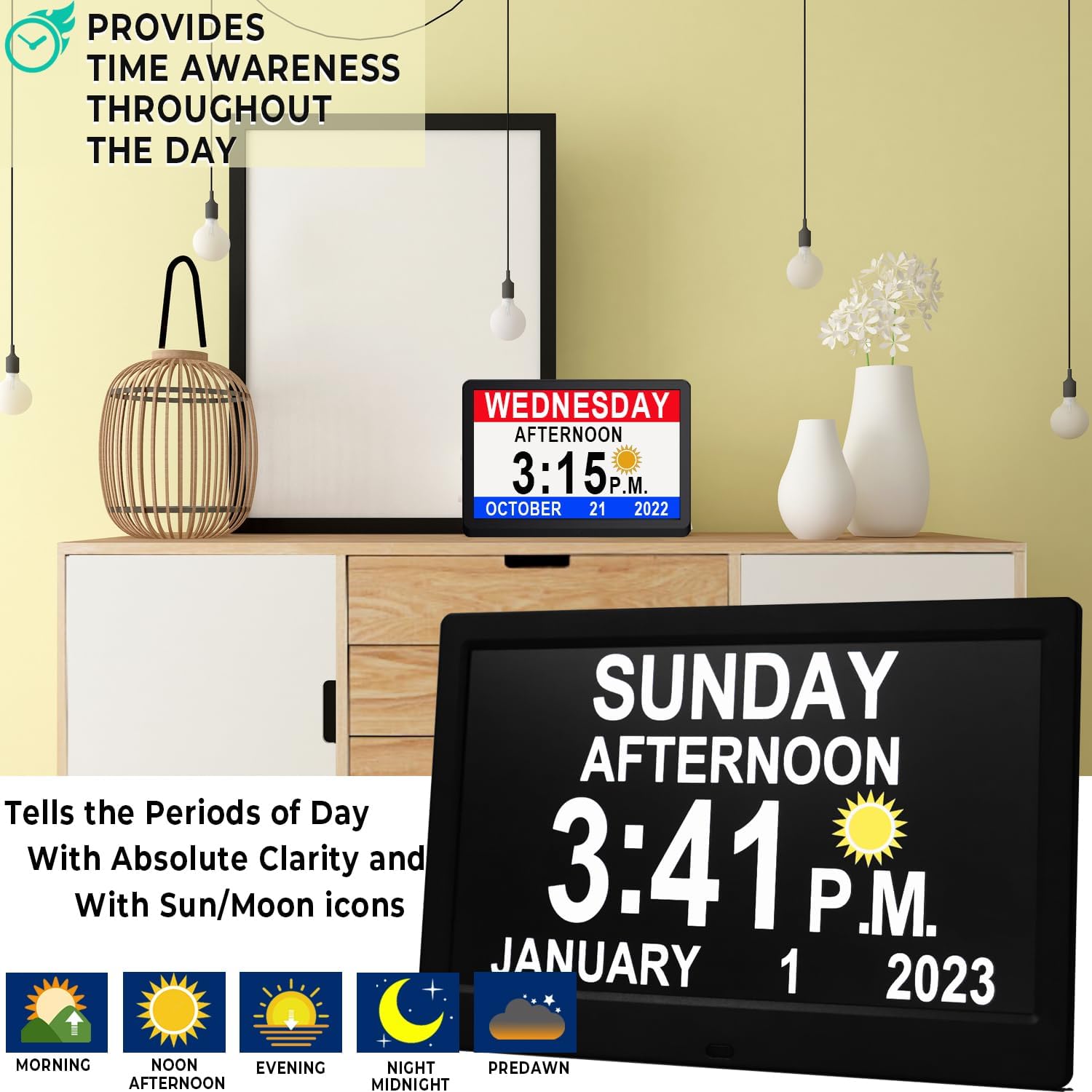 Digital Calendar Clock | Large Display Reminder Clock-Clock-Homefinn