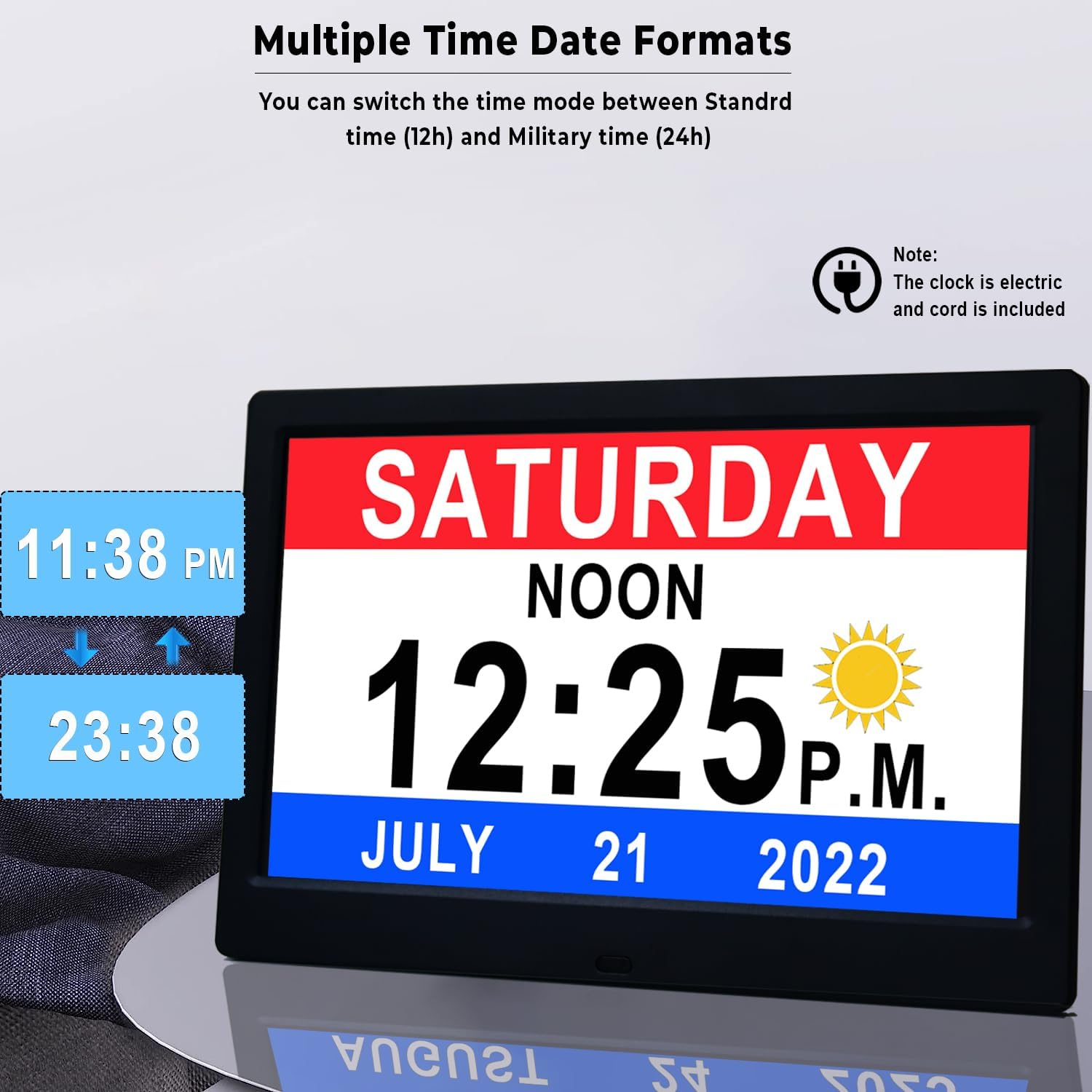 Digital Calendar Clock | Large Display Reminder Clock-Clock-Homefinn