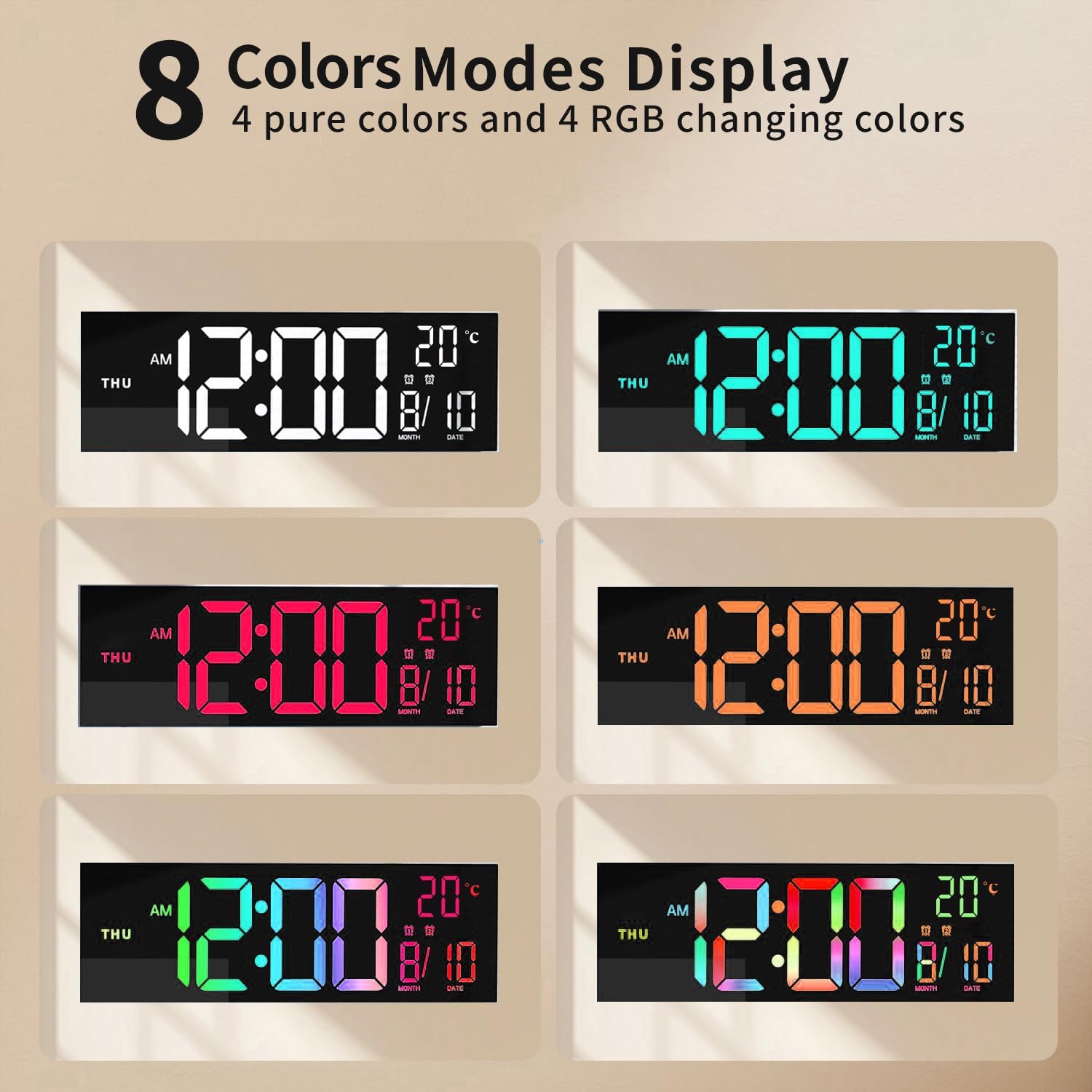 Digital Wall Clock | LED Alarm Calendar Clock-Wall Clock-Homefinn