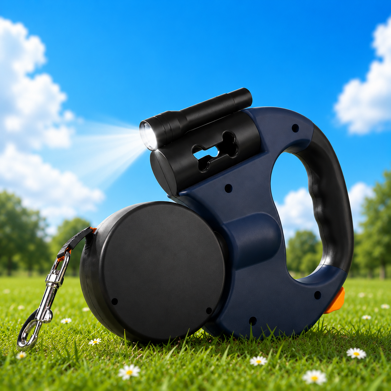 10FT Dual Retractable Dog Leash with Flashlight - Image 2