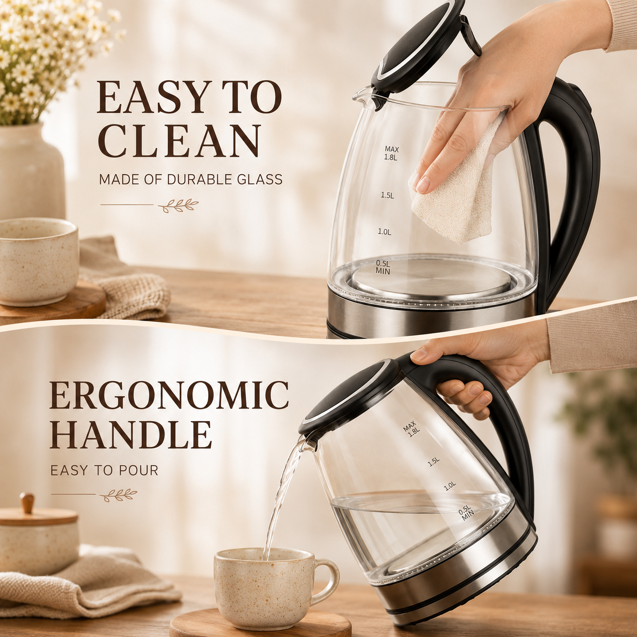 1.8L Electric Glass Kettle with LED Illumination - Image 8