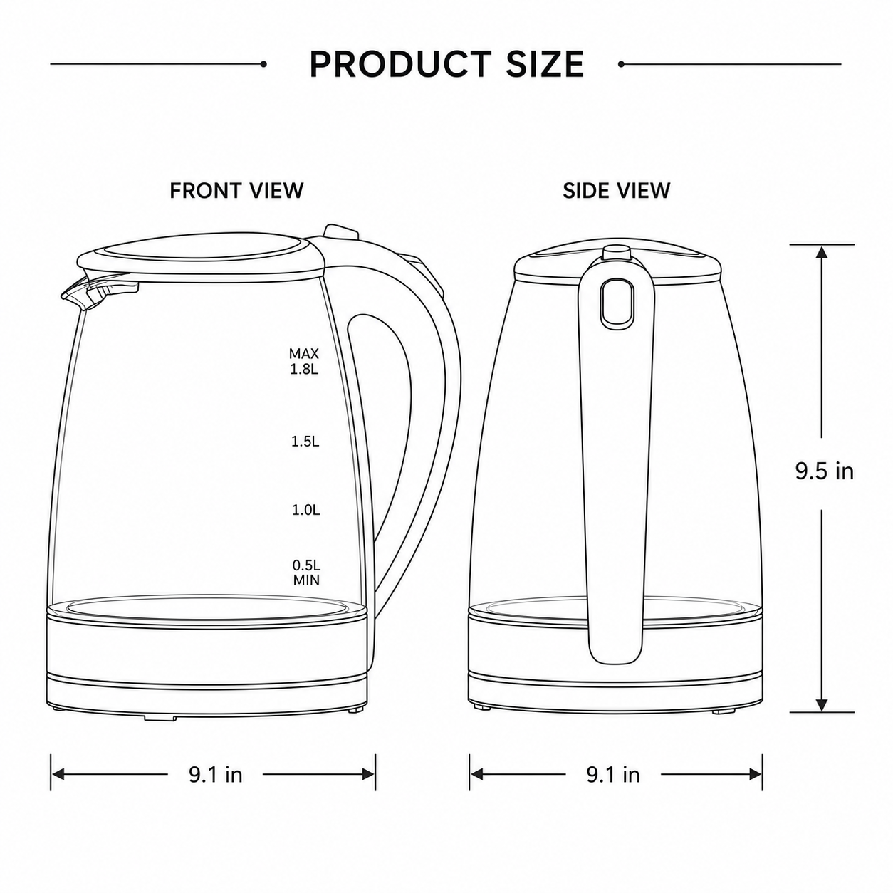 1.8L Electric Glass Kettle with LED Illumination - Image 10