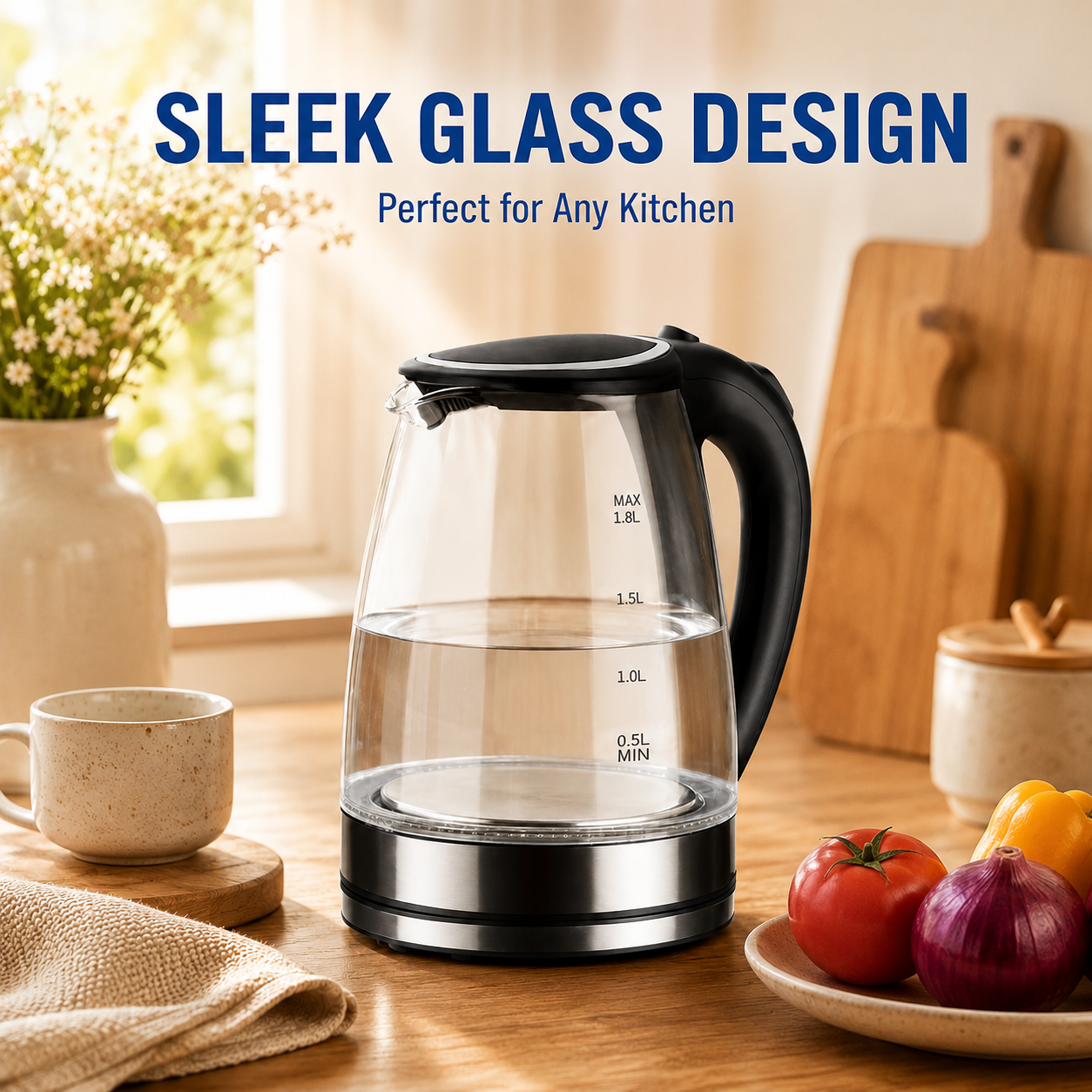 1.8L Electric Glass Kettle with LED Illumination - Image 3