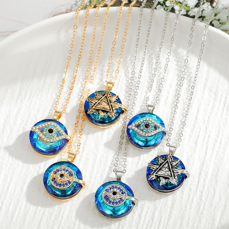 Evil Eye Pendant Necklace | Round Charm Necklace-Necklace-Homefinn