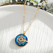 Evil Eye Pendant Necklace | Round Charm Necklace-Necklace-Homefinn