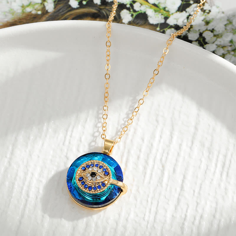 Evil Eye Pendant Necklace | Round Charm Necklace-Necklace-Homefinn