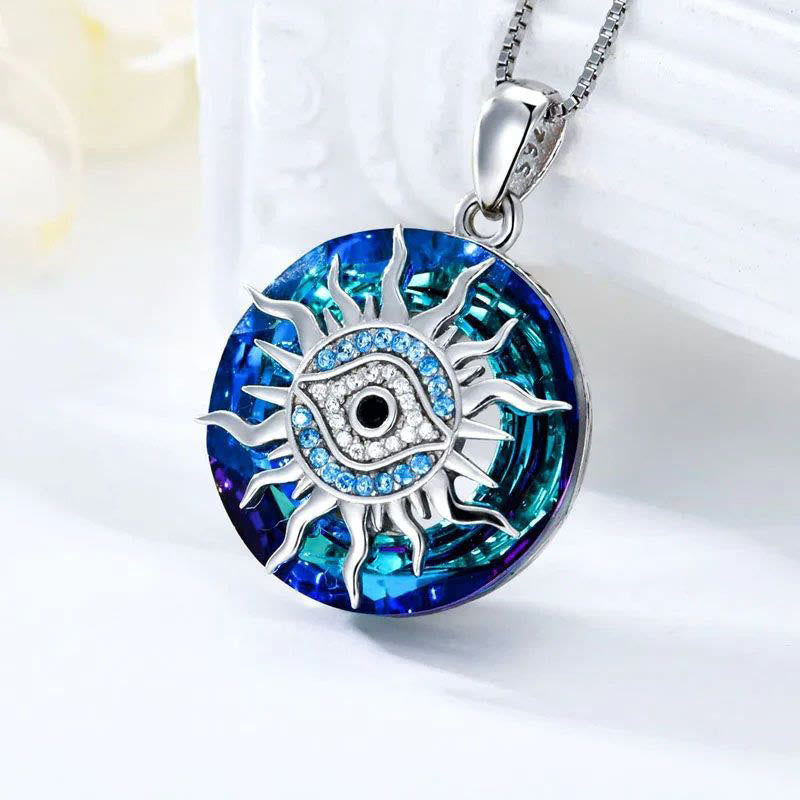 Evil Eye Pendant Necklace | Round Charm Necklace-Necklace-Homefinn