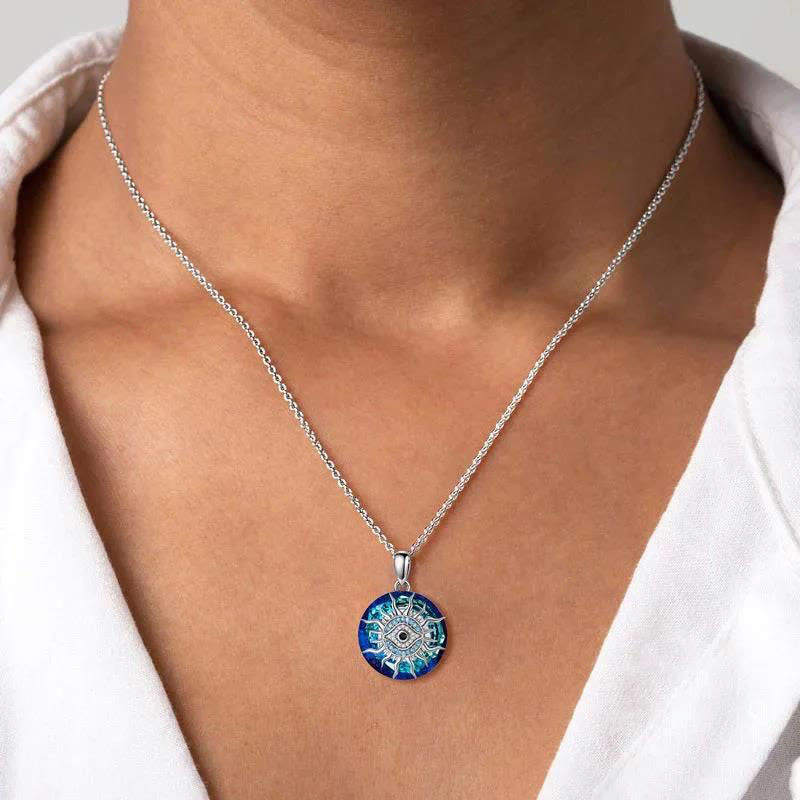 Evil Eye Pendant Necklace | Round Charm Necklace-Necklace-Homefinn