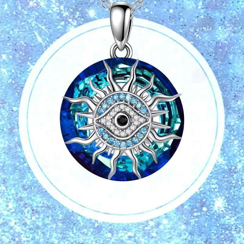 Evil Eye Pendant Necklace | Round Charm Necklace-Necklace-Homefinn