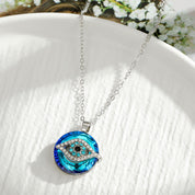 Evil Eye Pendant Necklace | Round Charm Necklace-Necklace-Homefinn