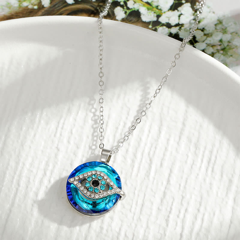 Evil Eye Pendant Necklace | Round Charm Necklace-Necklace-Homefinn