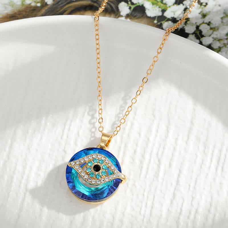 Evil Eye Pendant Necklace | Round Charm Necklace-Necklace-Homefinn