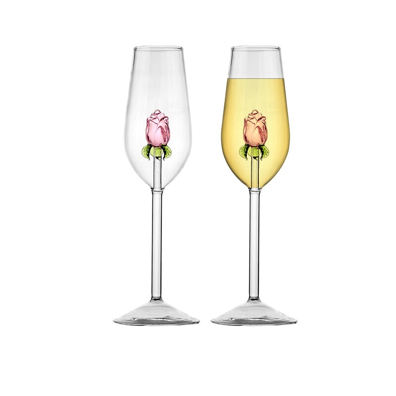 Floral Rose Glassware Collection | Stemmed Drinkware Dining Entertaining Use-Glassware-Homefinn