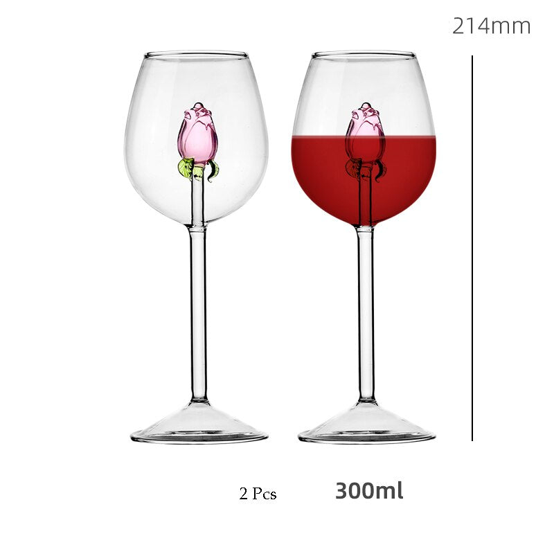 Floral Rose Glassware Collection | Stemmed Drinkware Dining Entertaining Use-Glassware-Homefinn