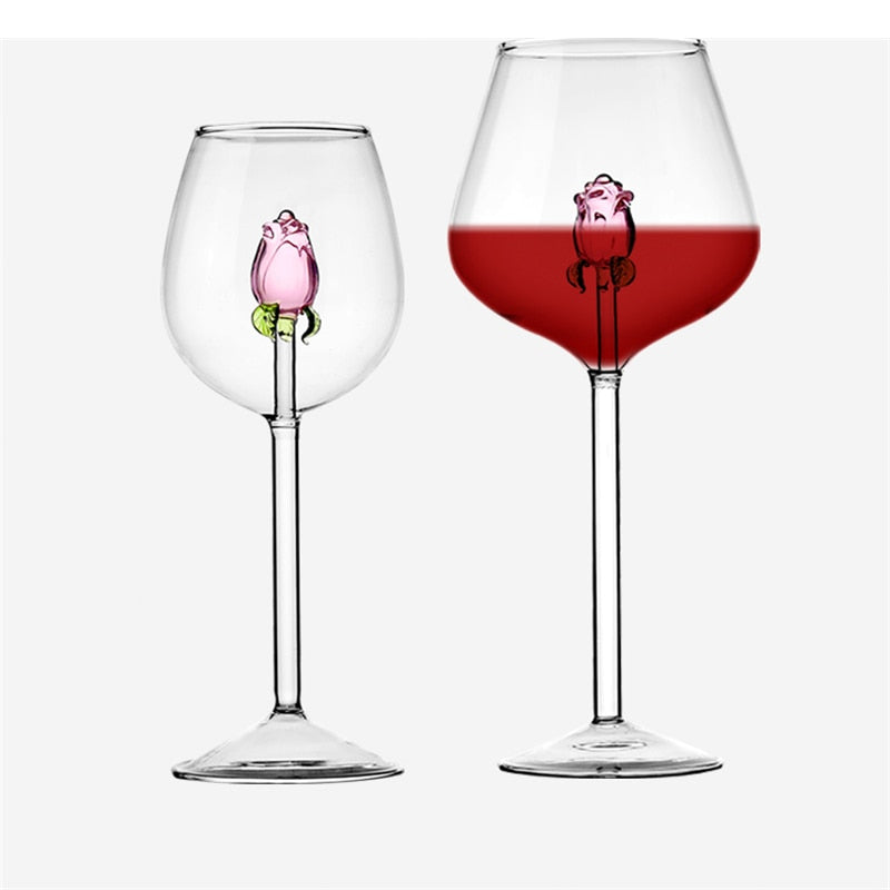Floral Rose Glassware Collection | Stemmed Drinkware Dining Entertaining Use-Glassware-Homefinn